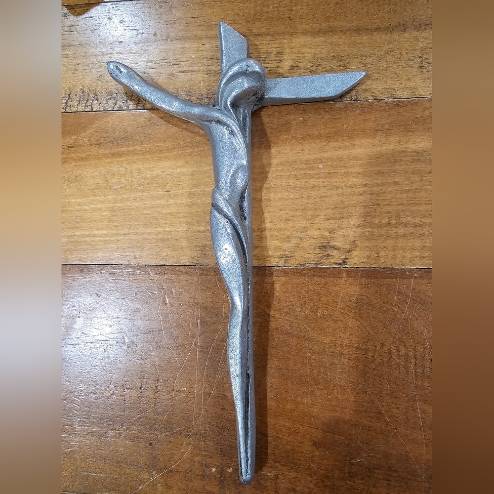 Pewter Good Triumphed Evil Crucifix